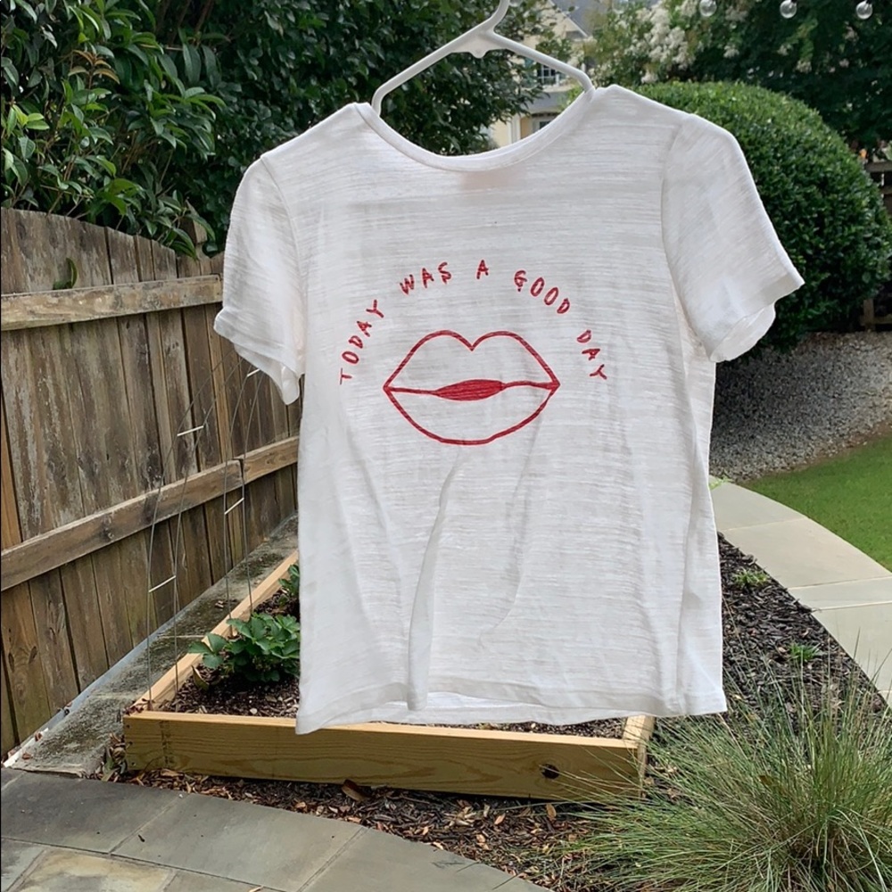 Red and white graphic tee